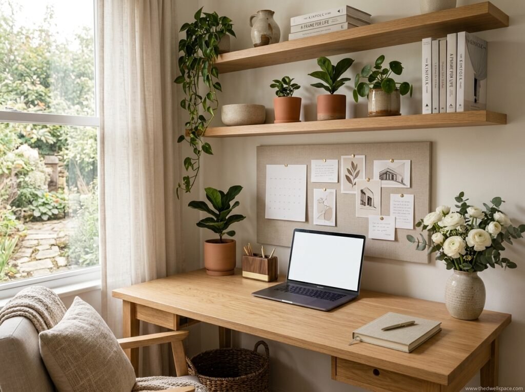: Clean and Organized Home Office Desk
Alt Text: Minimal home office desk with organized stationery and computer equipment
Suggestion: Use a clean desk lifestyle photograph with minimal accessories and plenty of open workspace.